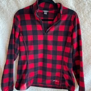 Eddie Bauer Red and Black Plaid Sweatshirt